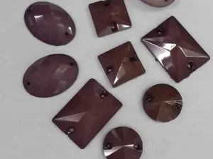 Deep Purple Faceted Mix Shape 2 Hole Plastic Stones