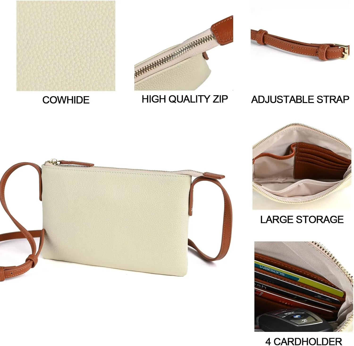 Della Stella Small Crossbody Shoulder Bag for Women,Genuine Leather Clutch Wallet Purse,Mini Phone Bag with Adjustable Strap