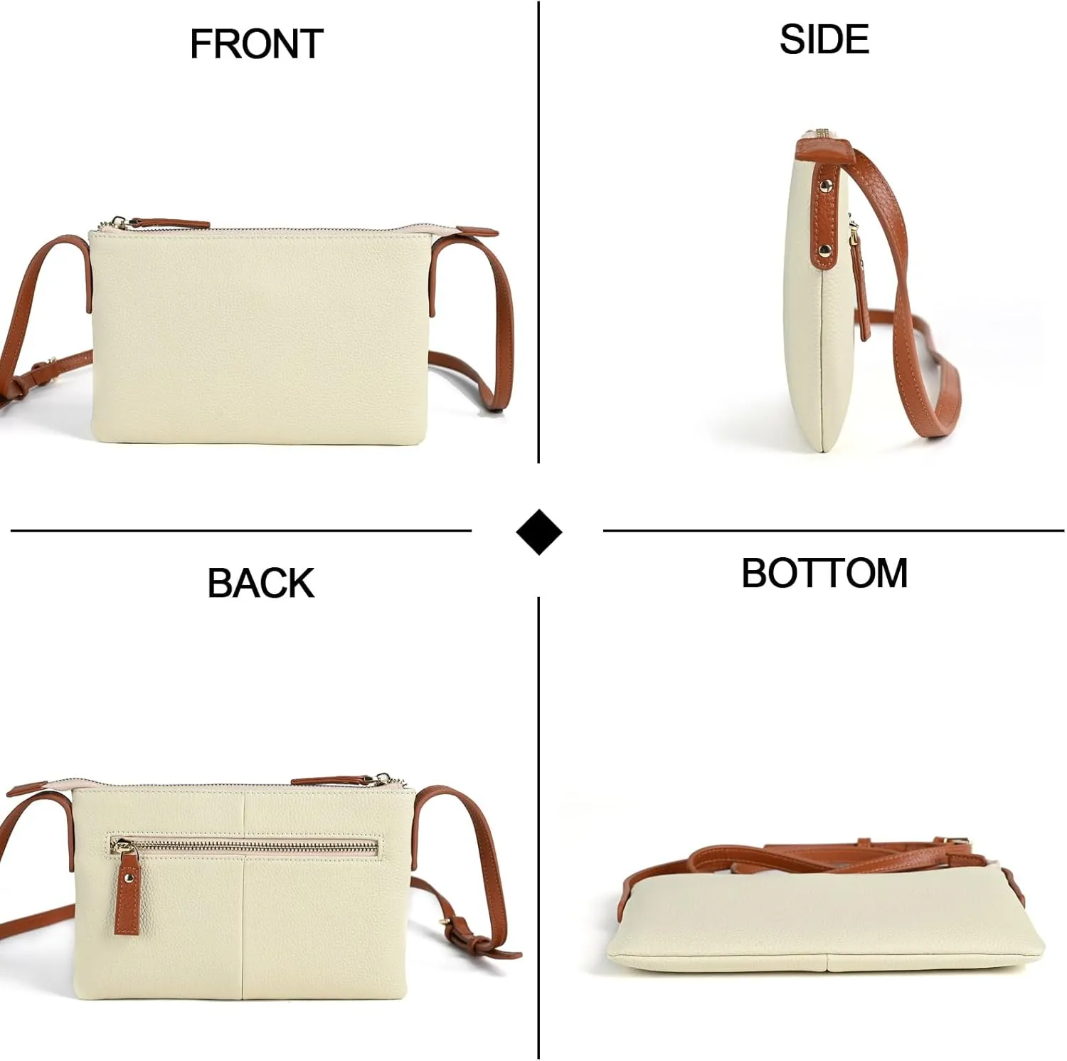 Della Stella Small Crossbody Shoulder Bag for Women,Genuine Leather Clutch Wallet Purse,Mini Phone Bag with Adjustable Strap