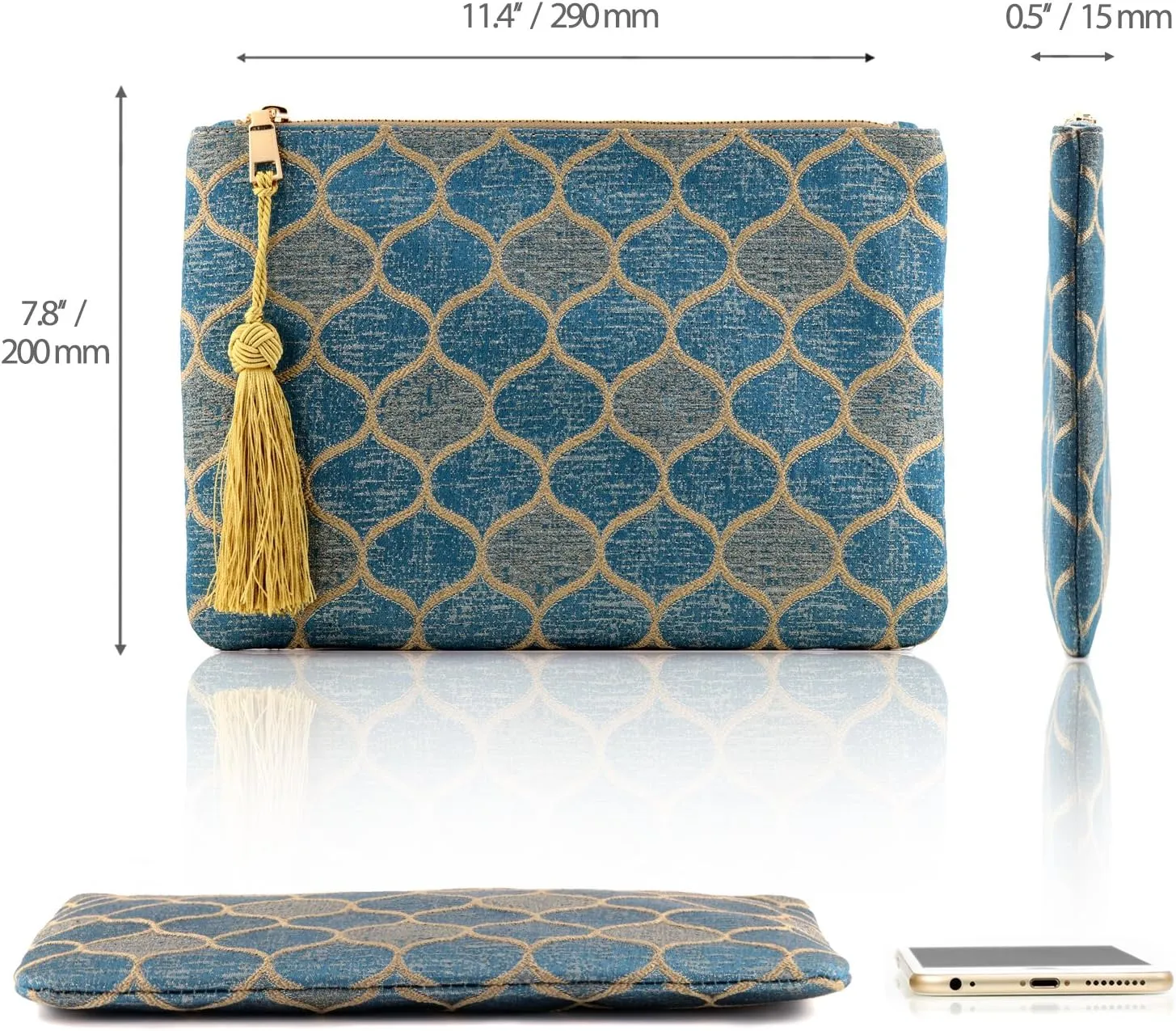 Designer Womens Bohemian & Fashion Clutch Purse - Multiple Slots Money, Cards, Smartphone - Ultra Slim