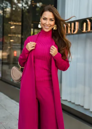 Eirini Knitted Three-Piece Pants Set - Fuchsia Pink