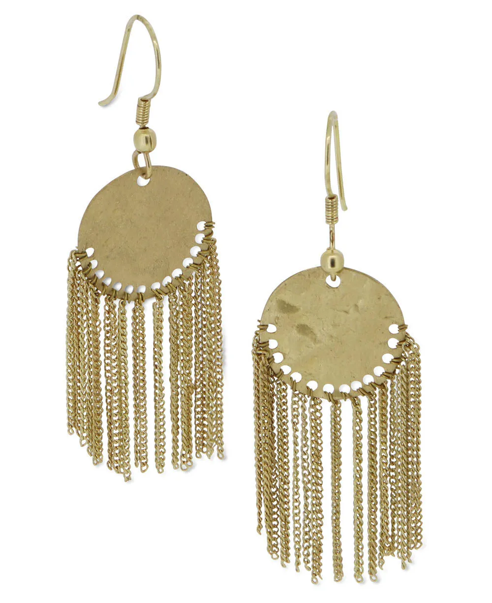 Fairtrade Hammered Brass Fringe Earrings