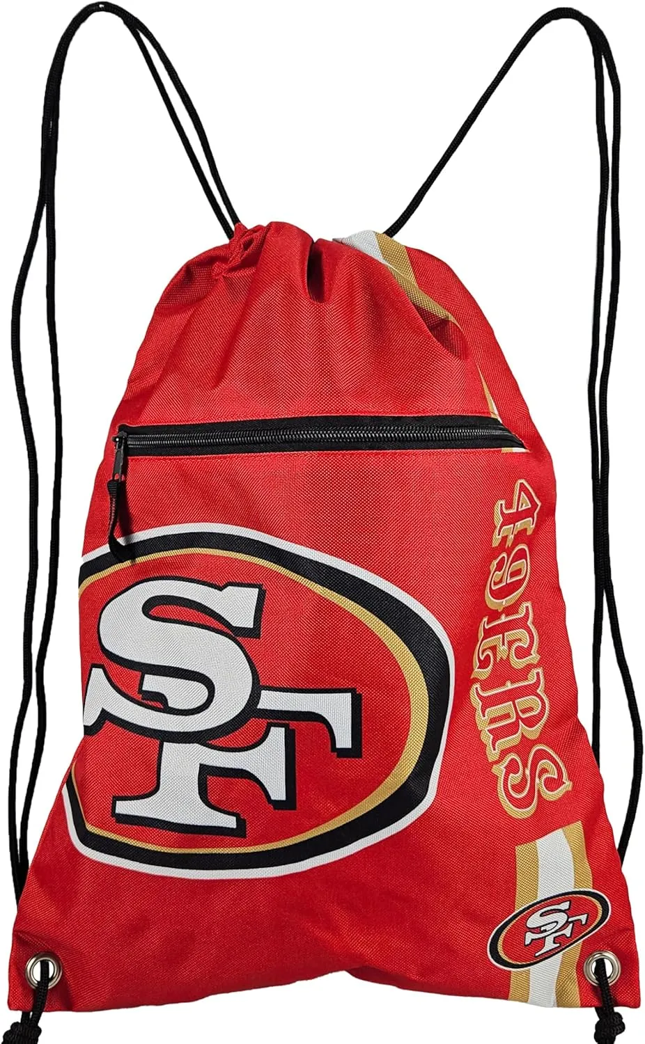 FOCO San Francisco 49ers Big Logo Drawstring Backpack with Zippered Pocket  Limited Edition Niners Bag  NFL Gear  Show Your Team Spirit with Officially Licensed 49 ers Fan Gear