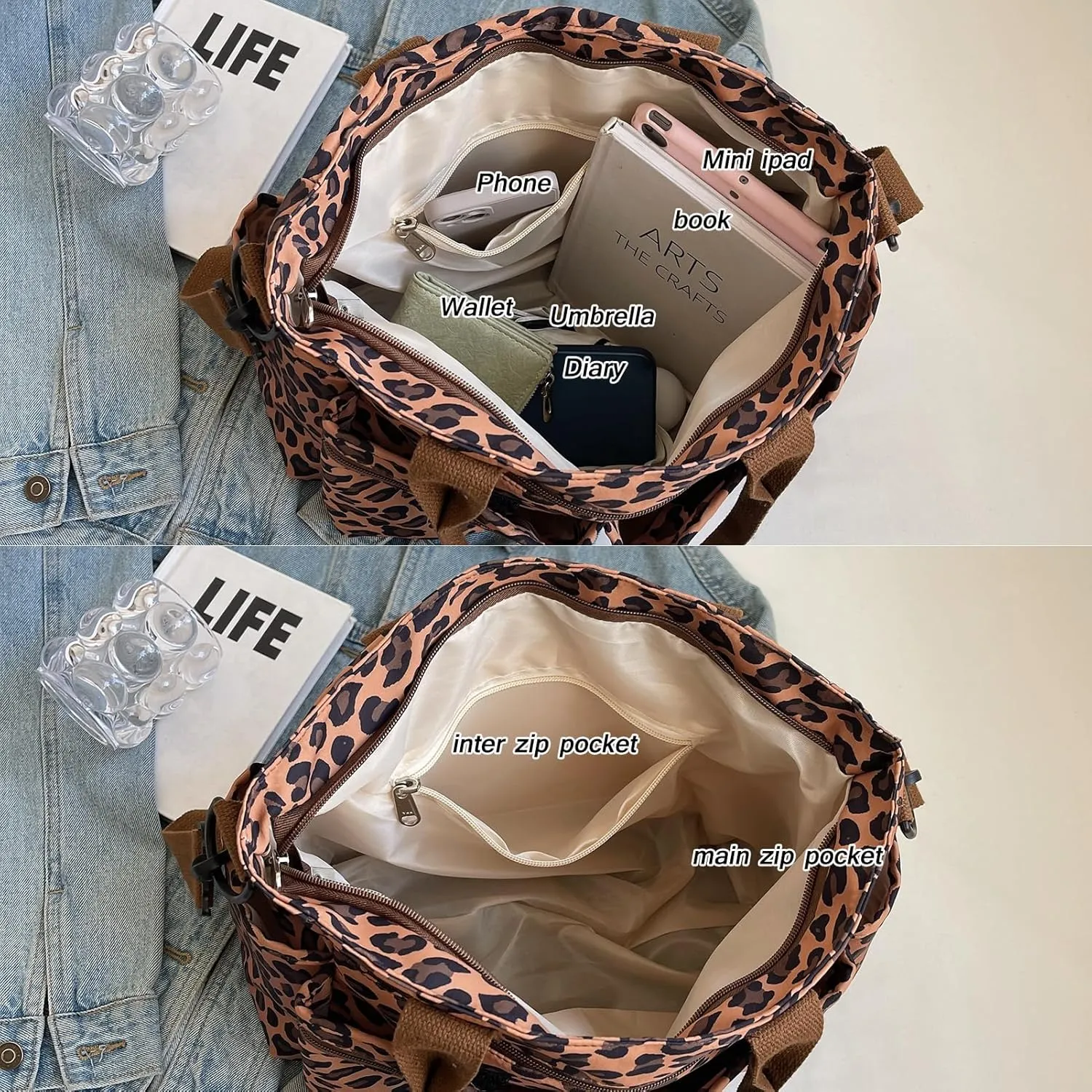 FOTN Cherry Tote Bag for Women, Everyday Work Tote,Large CanvasTote Purse with Multiple Pockets for Travel Daily Use