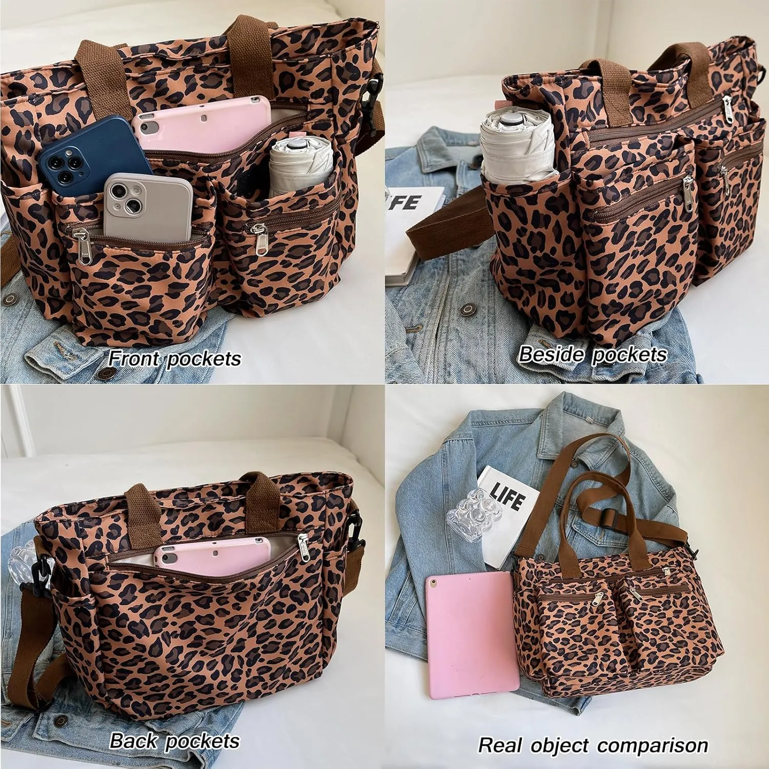 FOTN Cherry Tote Bag for Women, Everyday Work Tote,Large CanvasTote Purse with Multiple Pockets for Travel Daily Use