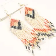 Fringe And Stripes Beaded Boho Earrings