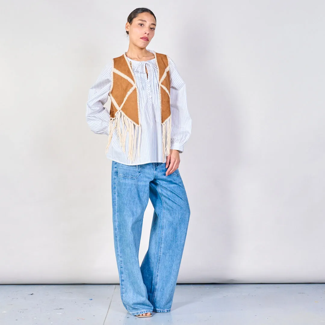Fringe detail sleeveless vest wholesale