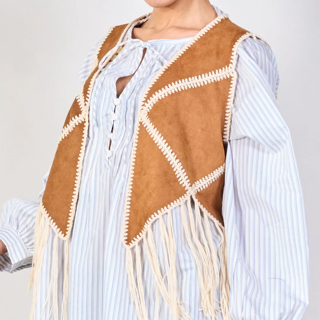 Fringe detail sleeveless vest wholesale