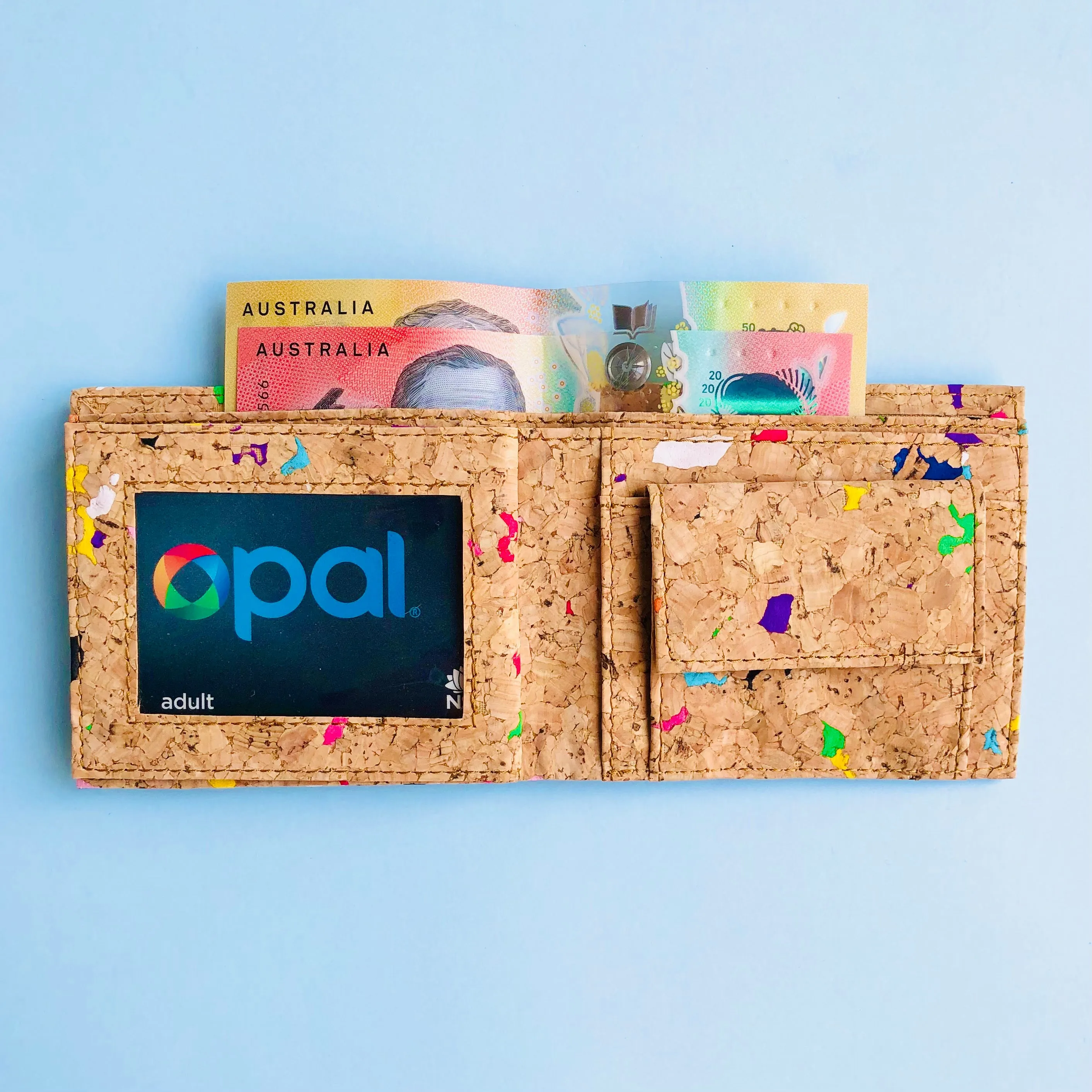 Gilly Bi-Fold Cork Wallet in Vivid