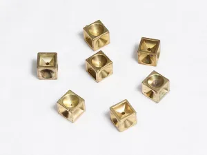 Golden Cubical Plastic Beads - 14x14 mm