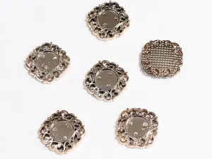 Golden Designer Circular Plastic Beads - 28x28 mm