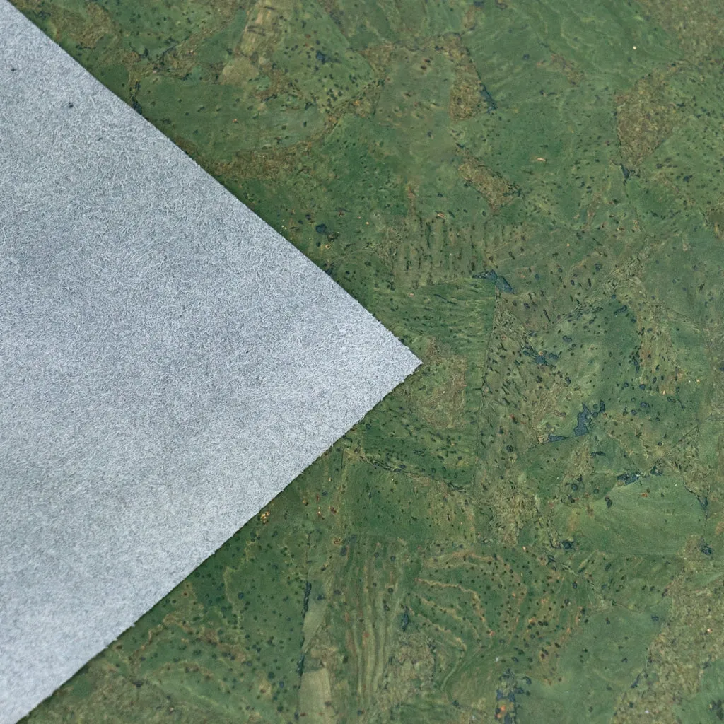 Green Block-Style Cork Fabric with Black Backing, 0.81mm Thickness COF-536-C