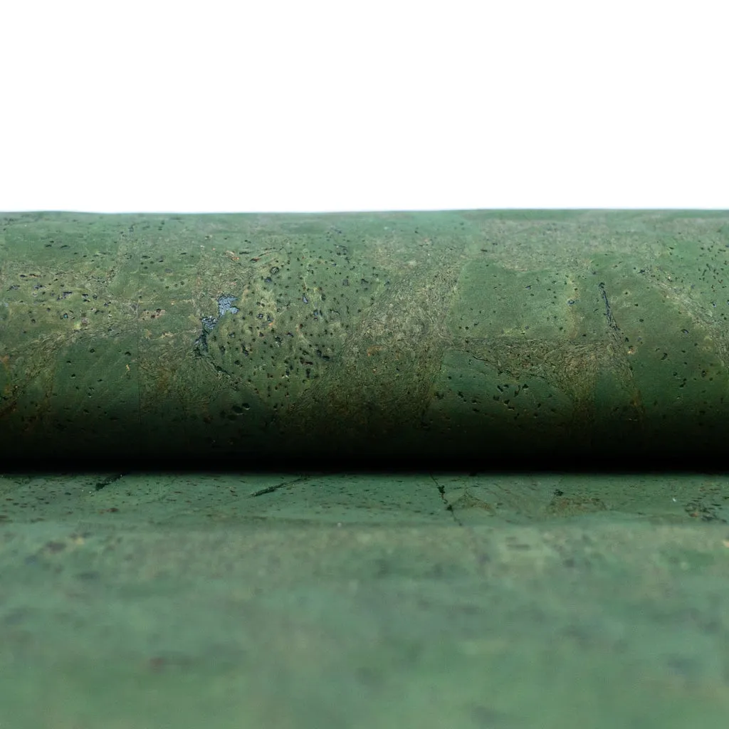 Green Block-Style Cork Fabric with Black Backing, 0.81mm Thickness COF-536-C