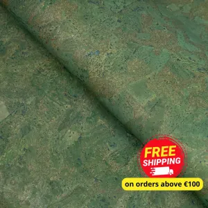 Green Block-Style Cork Fabric with Black Backing, 0.81mm Thickness COF-536-C
