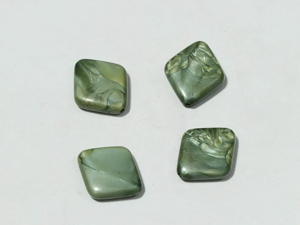 Green Gray Designer Kite Plastic Beads - 20 mm