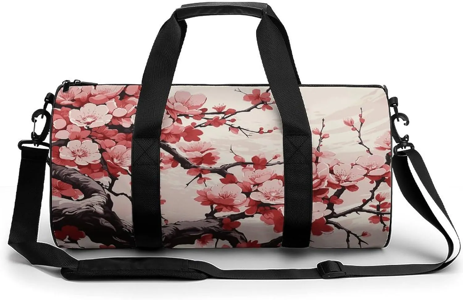 Gym Bags for Men Women Japanese Floral Cherry Blossom Duffle Bag Travel Overnight Bag with Shoe Compartment Tote Bags