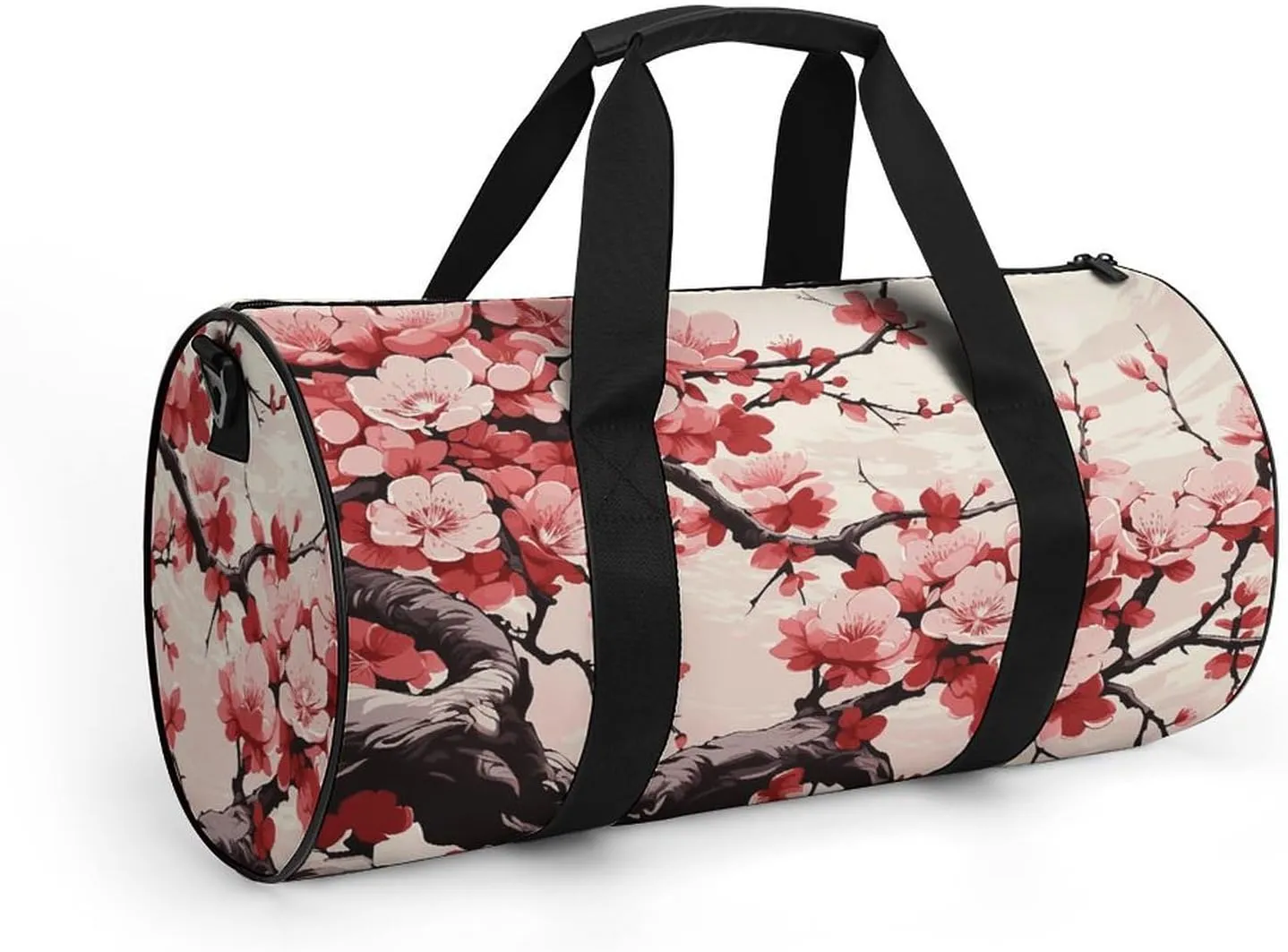 Gym Bags for Men Women Japanese Floral Cherry Blossom Duffle Bag Travel Overnight Bag with Shoe Compartment Tote Bags