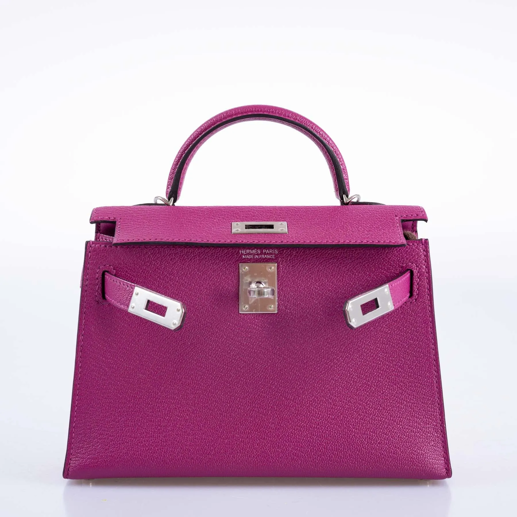Hermès Kelly 20 Mini II Sellier Rose Pourpre Chevre Leather Palladium Hardware