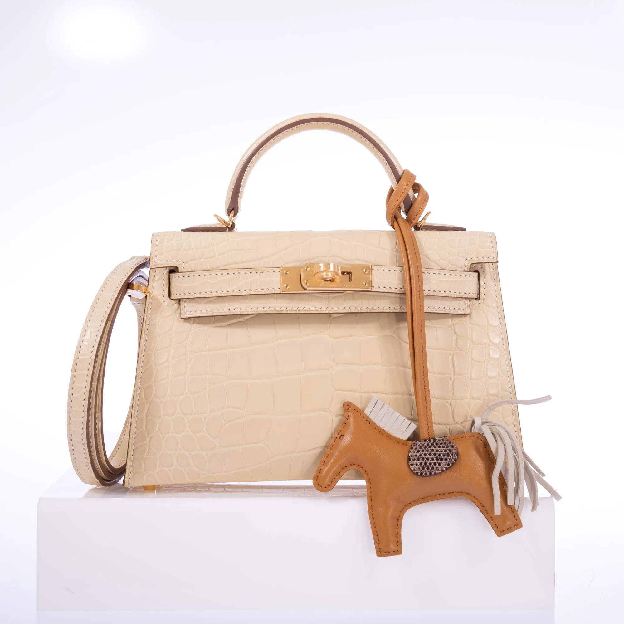Hermès Kelly 20 Mini II Sellier Vanille Matte Alligator Gold Hardware