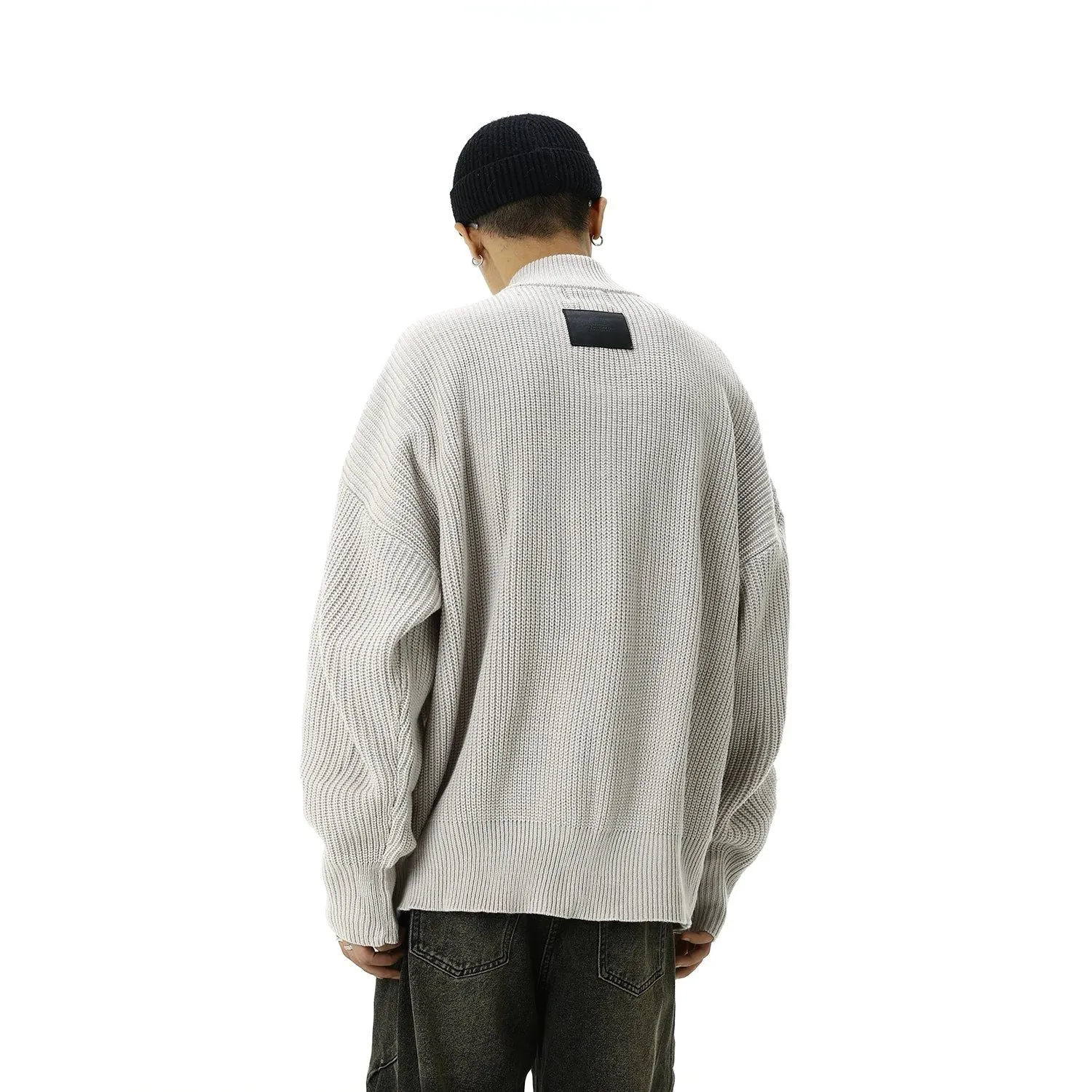 High Collar Cozy Fit Knitted Jacket