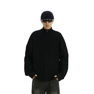 High Collar Cozy Fit Knitted Jacket