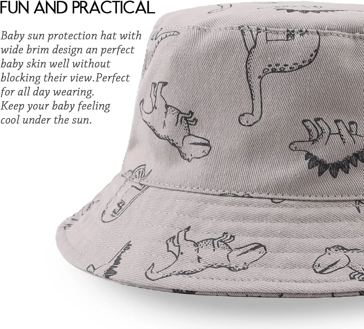 JANGANNSA Dinosaur Baby Boys Sun Hat Cotton Toddler Girls Bucket Hats Summer Sun Protect Cap for Kids