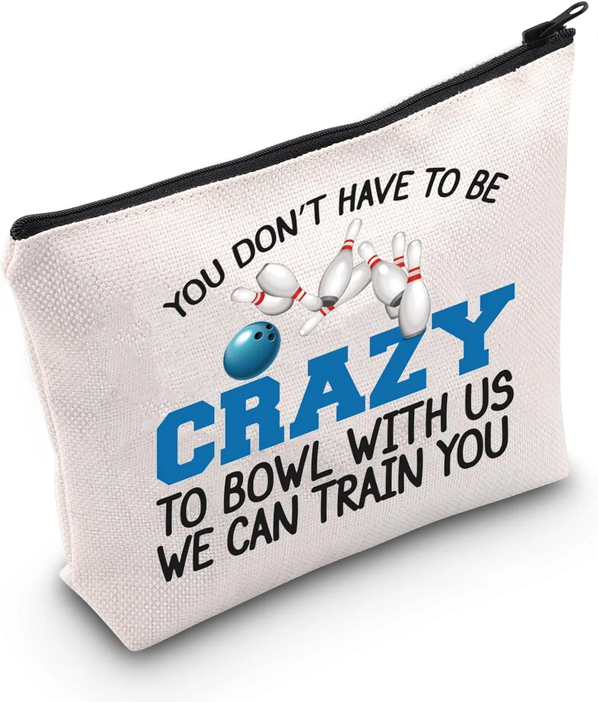 JNIAP Bowling Gift Bowling Player Cosmetic Bag Bowling Lover Gift Bowling Ball Gift (Crazy To Bowl Bag)