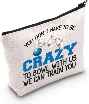 JNIAP Bowling Gift Bowling Player Cosmetic Bag Bowling Lover Gift Bowling Ball Gift (Crazy To Bowl Bag)