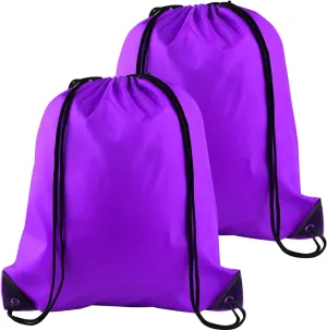 KUUQA 2Pcs Drawstring Backpack Bags Sports Cinch Sack String Backpack Storage Bags for Gym Traveling (Purple)