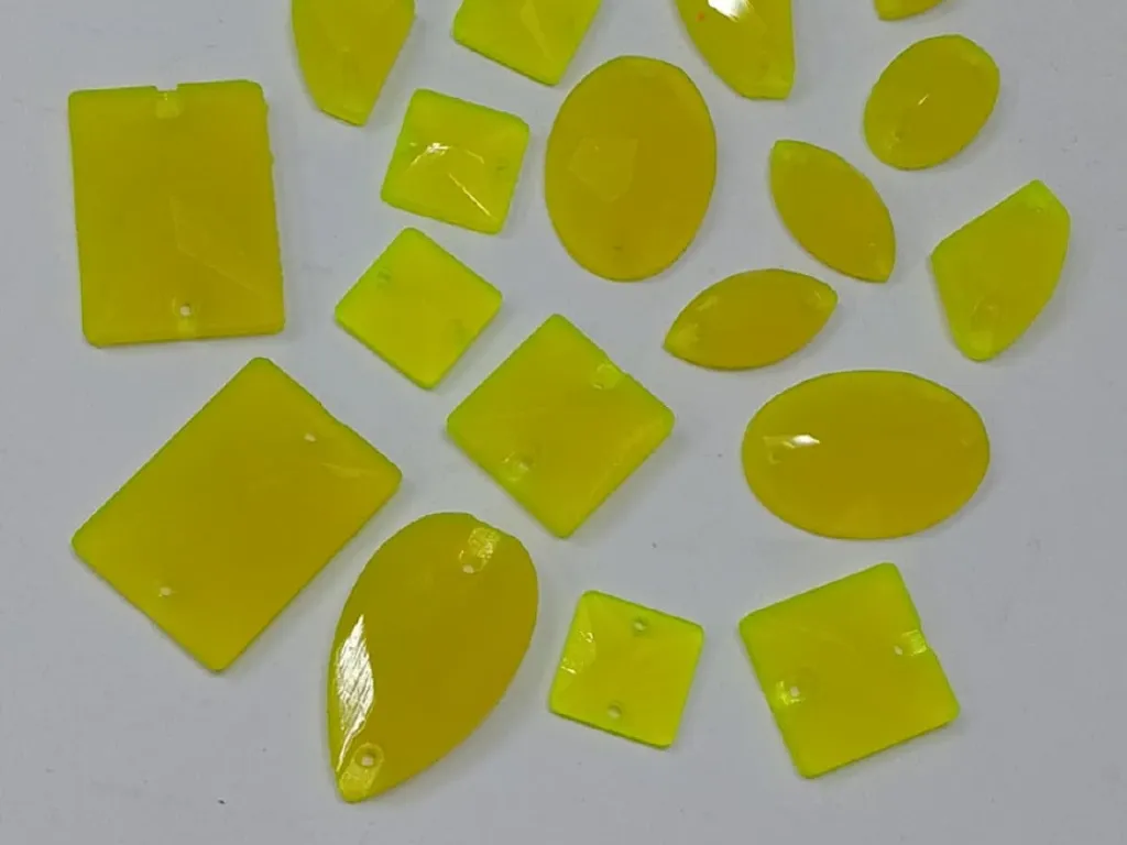 Lemon Yellow Assorted 2 Hole Plastic Stones