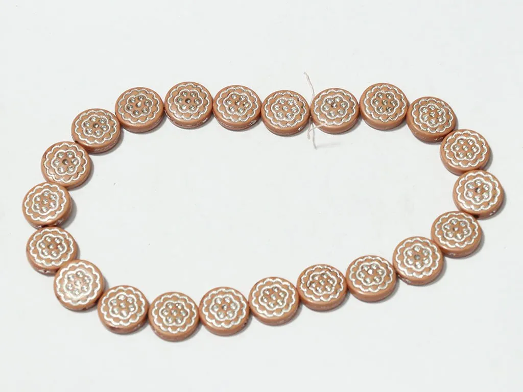 Light Brown Designer Circular Plastic Beads - 16 mm