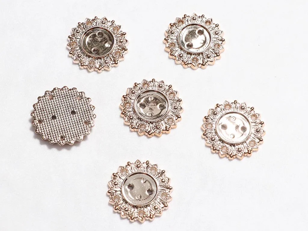 Light Golden Fancy Flower Plastic Beads - 35 mm