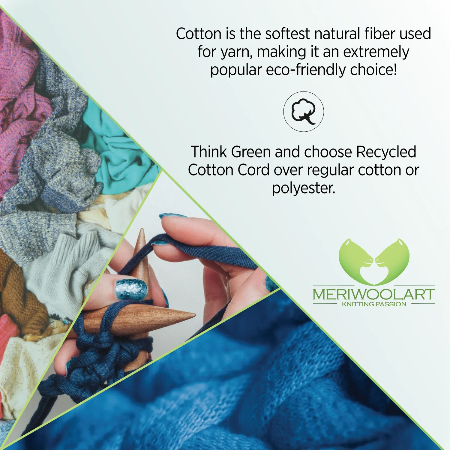 LIGHT GREY RECYCLED COTTON CORD 10 MM, 60 M