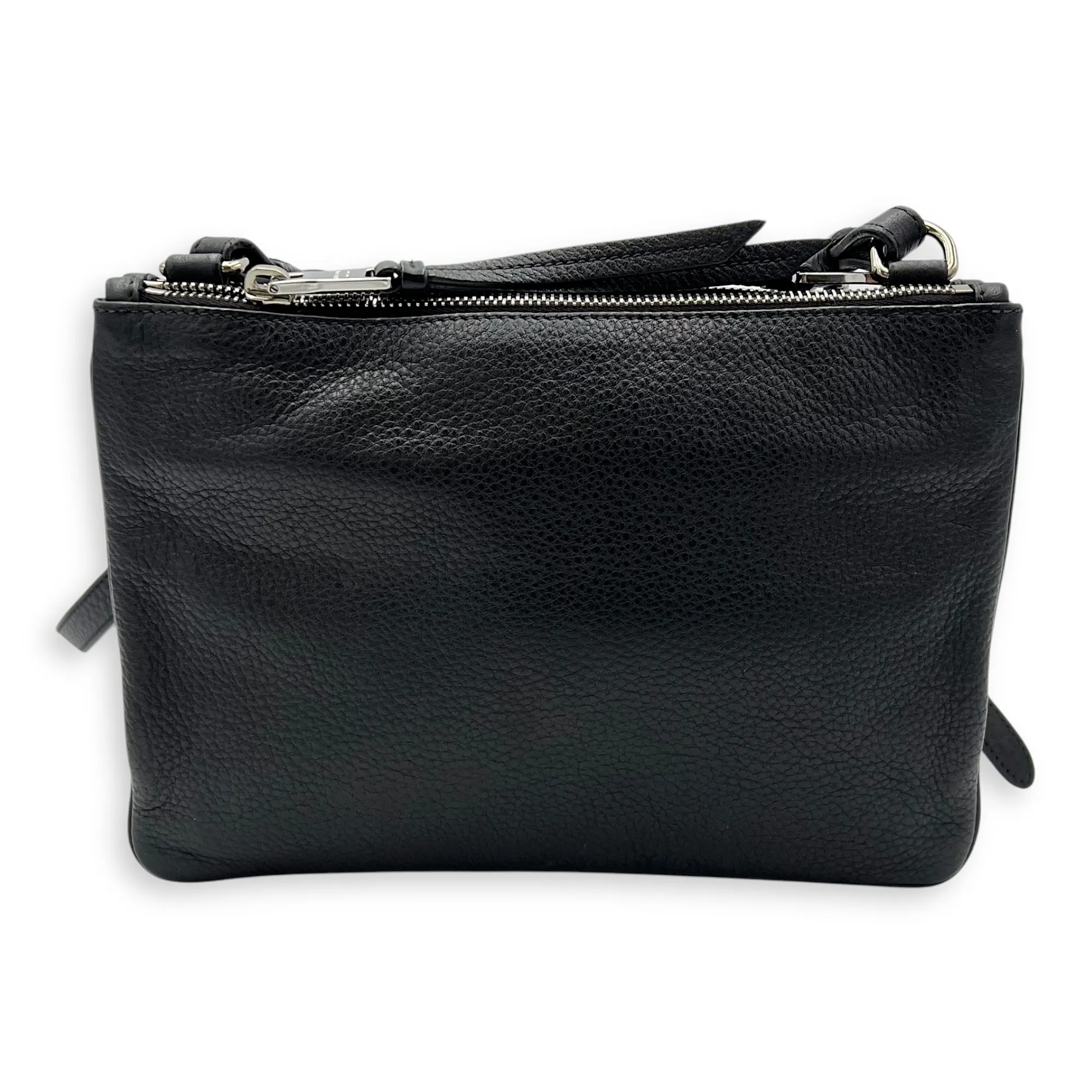 Logo Crossbody Bag Black in Calfskin, Silver hardware