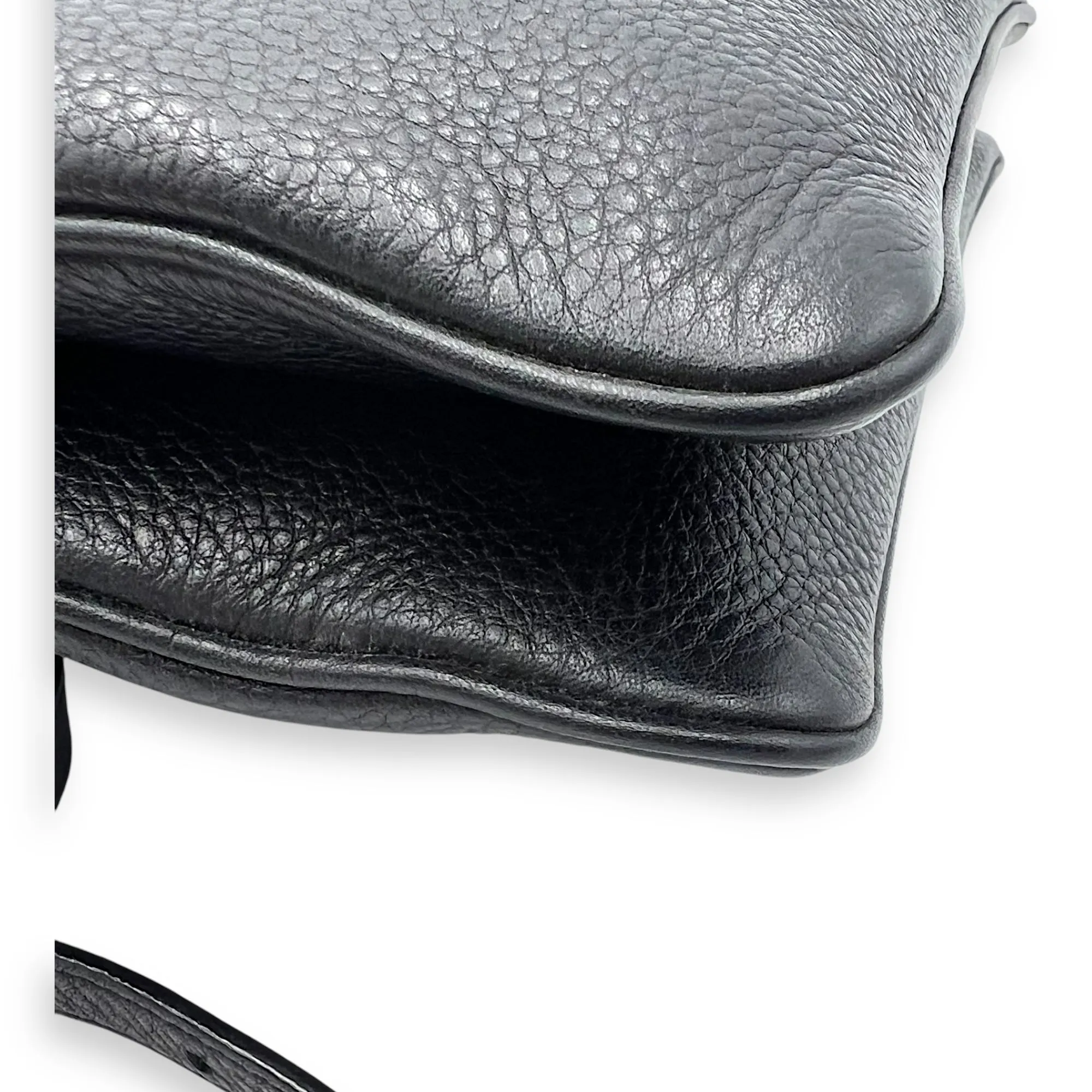 Logo Crossbody Bag Black in Calfskin, Silver hardware