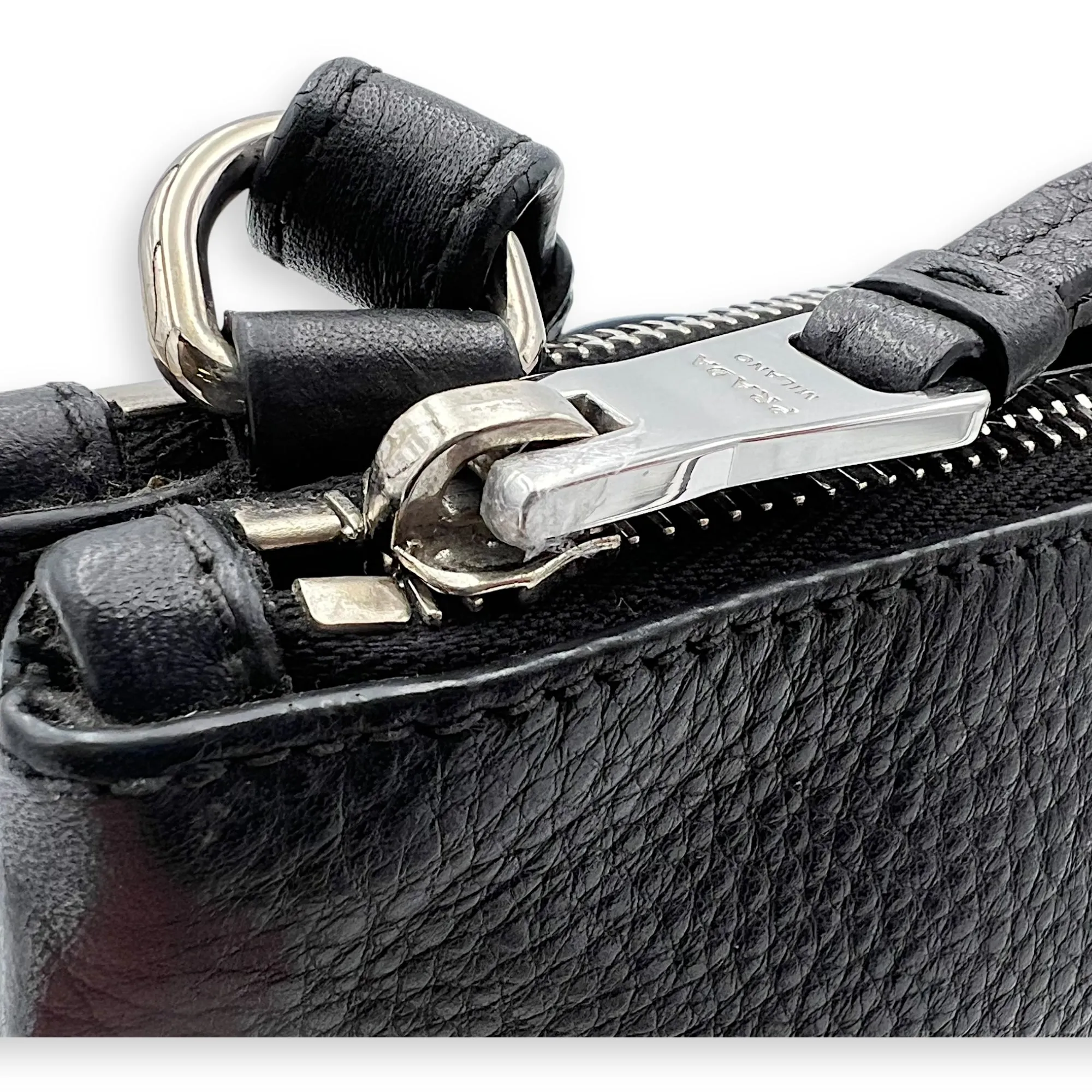 Logo Crossbody Bag Black in Calfskin, Silver hardware