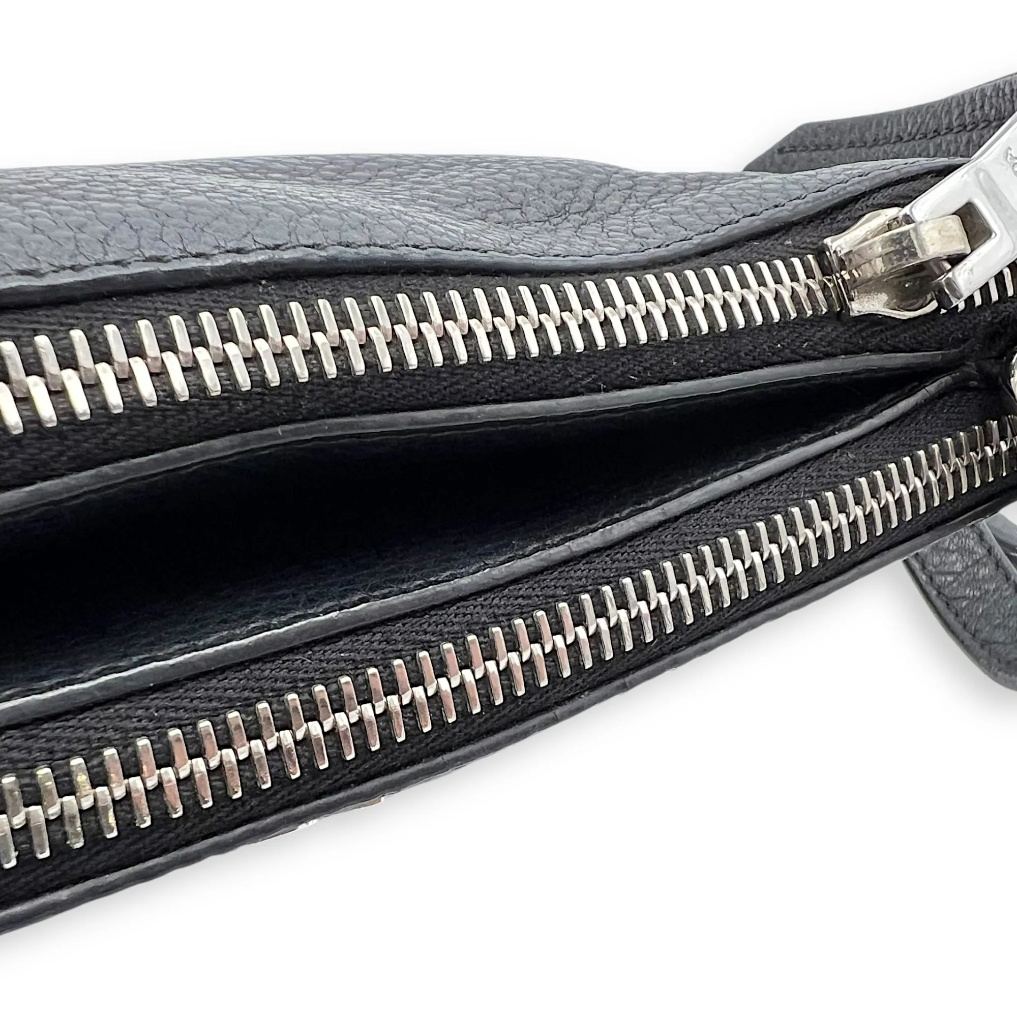 Logo Crossbody Bag Black in Calfskin, Silver hardware