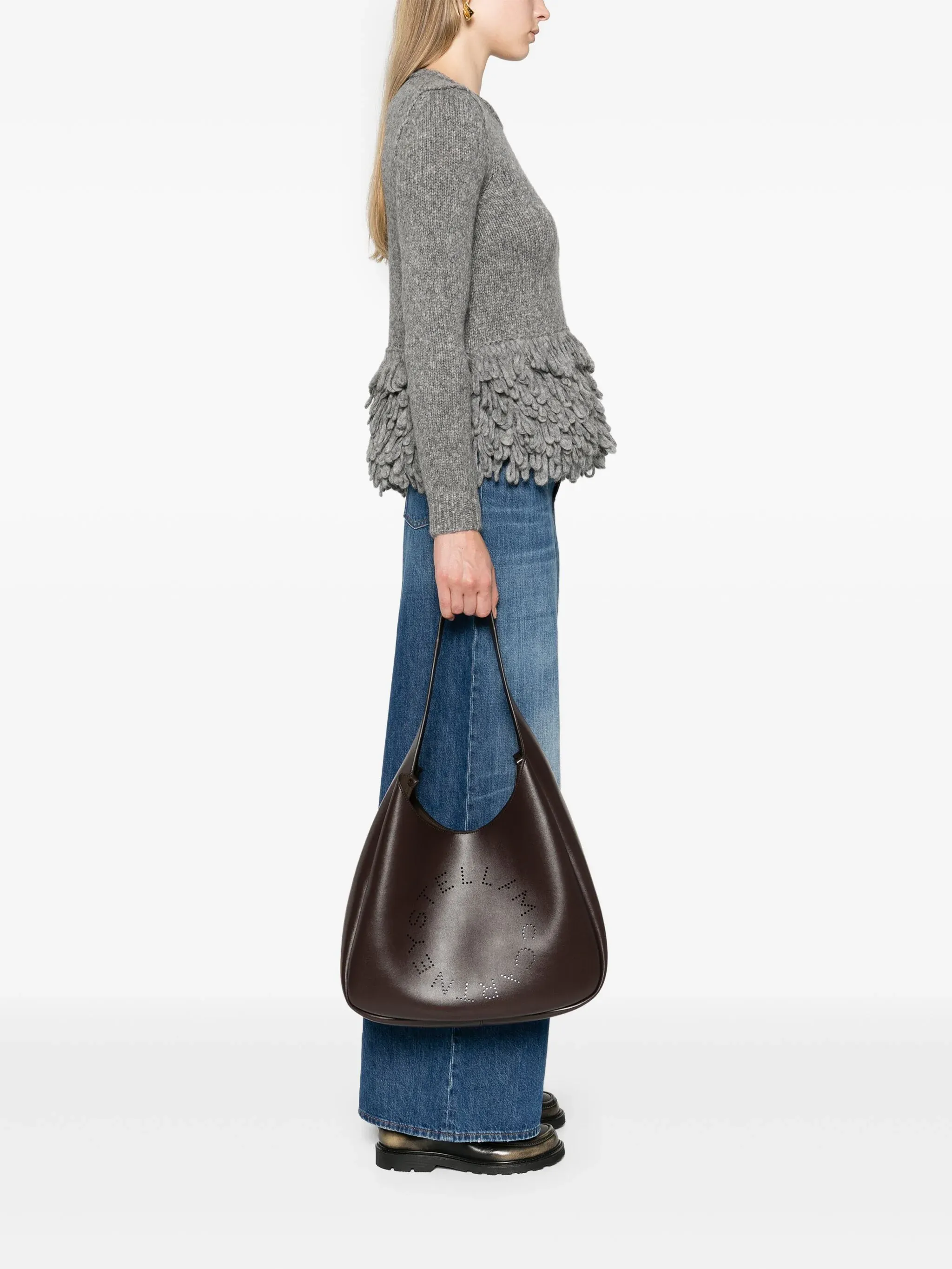 logo-perforated faux-leather tote bag