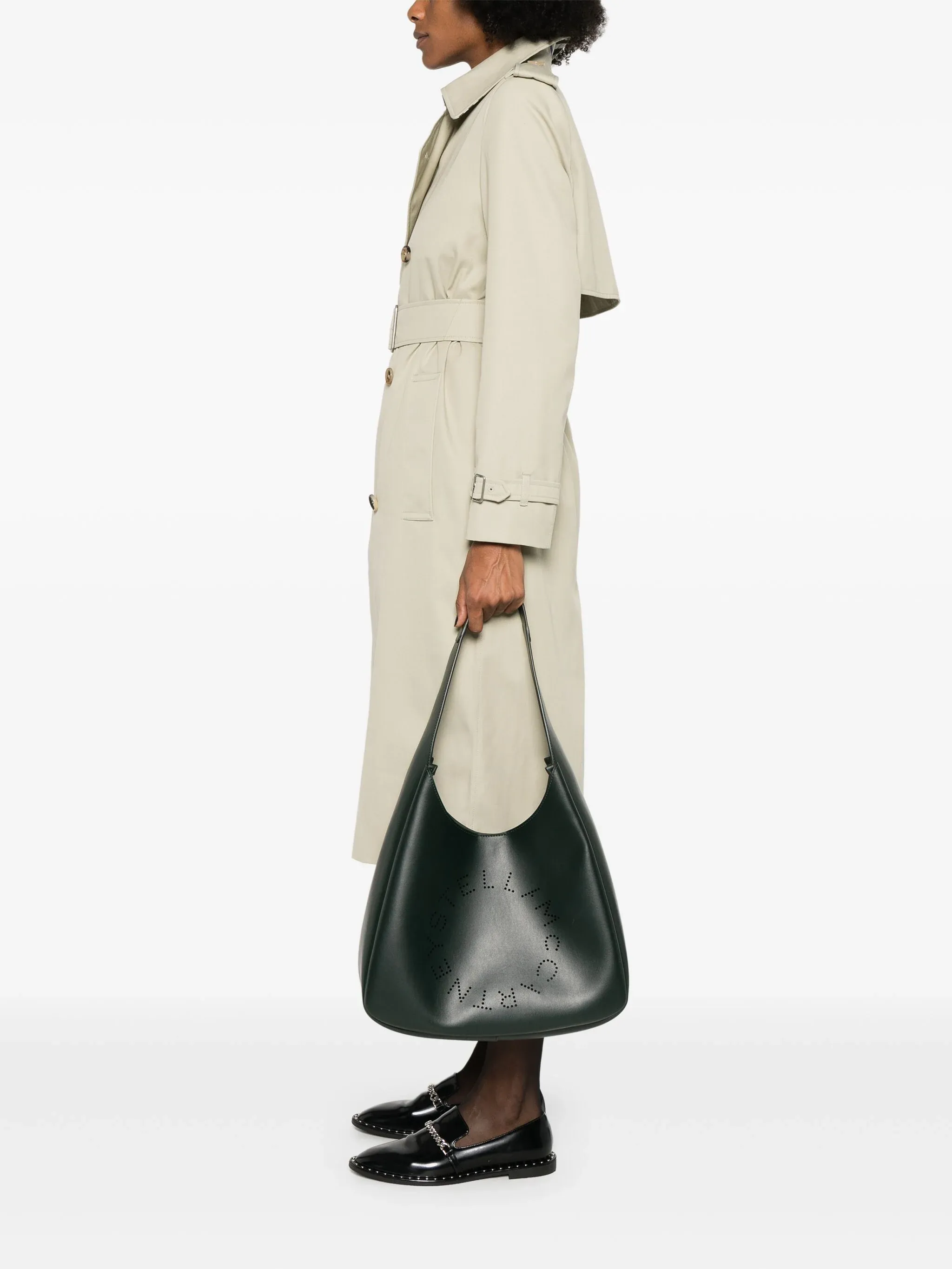 logo-perforated faux-leather tote bag
