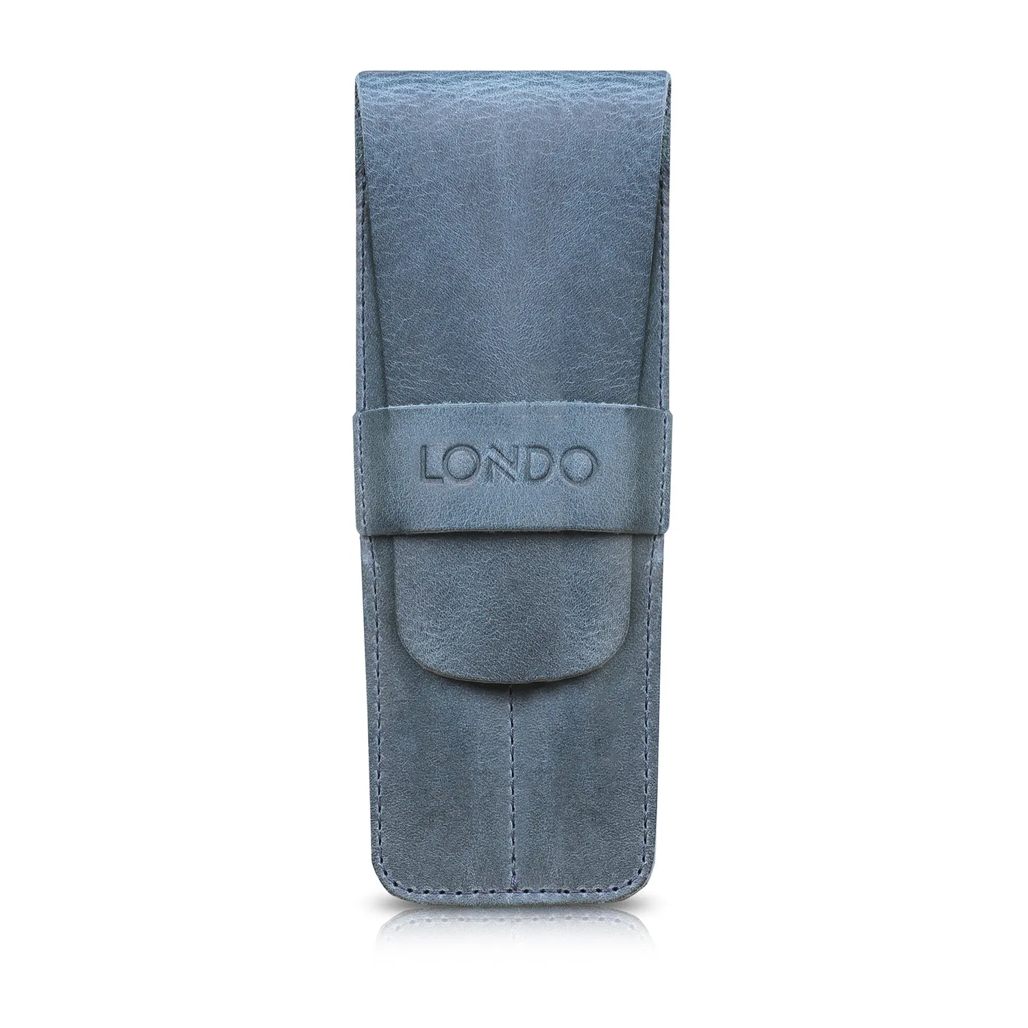 Londo Top Grain Leather Pen and Pencil Case with Tuck in Flap - Two Compartment