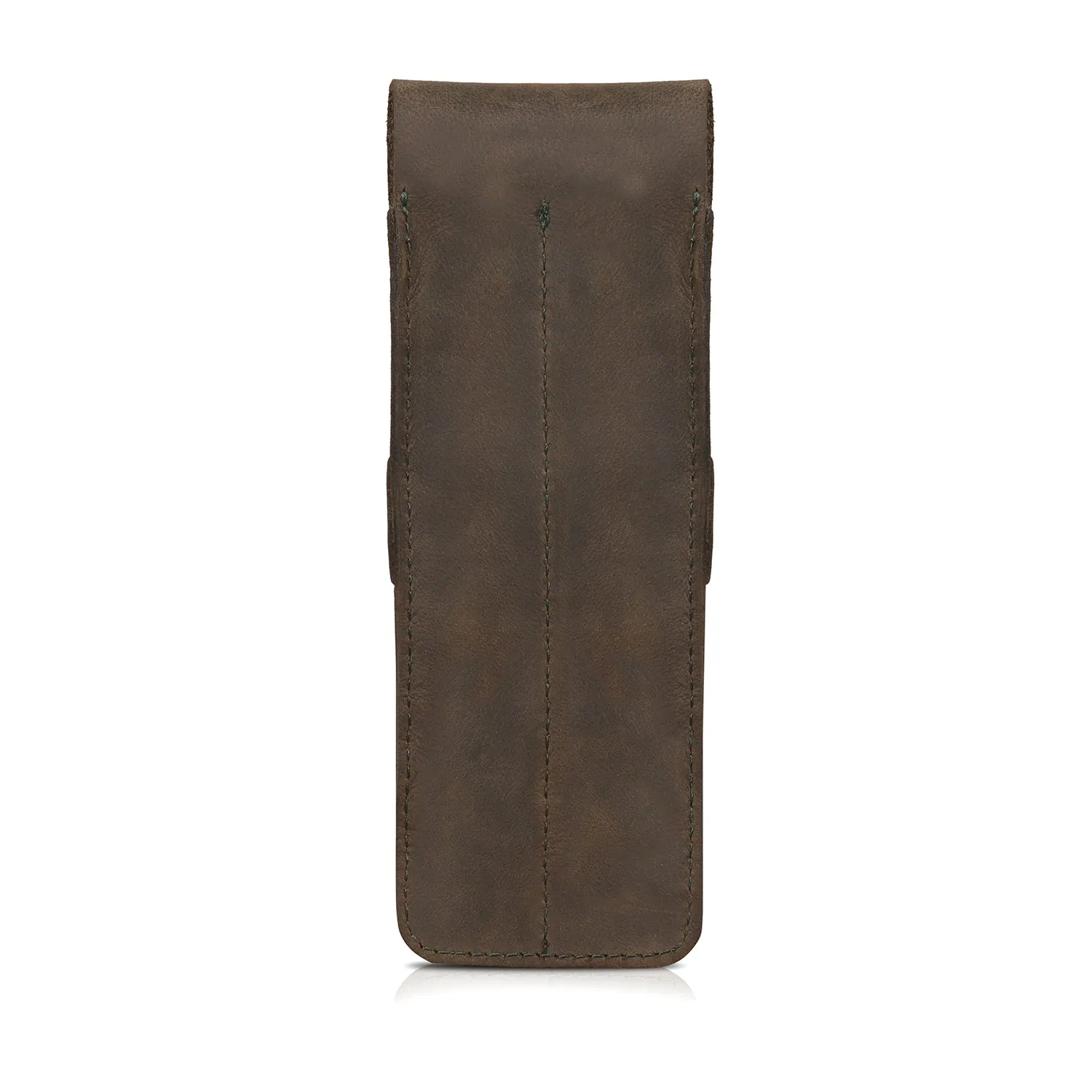 Londo Top Grain Leather Pen and Pencil Case with Tuck in Flap - Two Compartment