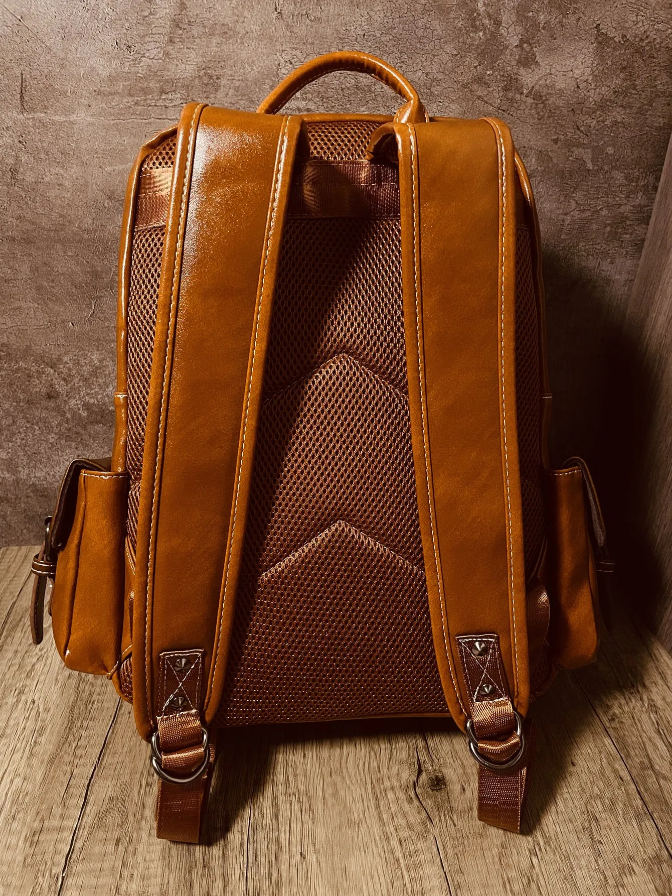 Medium Laptop Backpack Studded Decor Stitch Detail