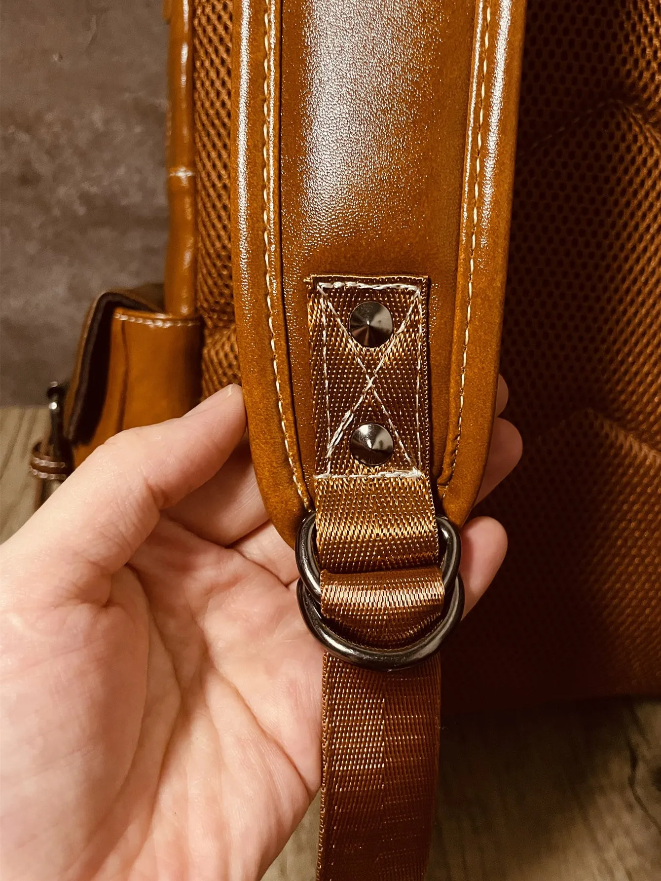 Medium Laptop Backpack Studded Decor Stitch Detail