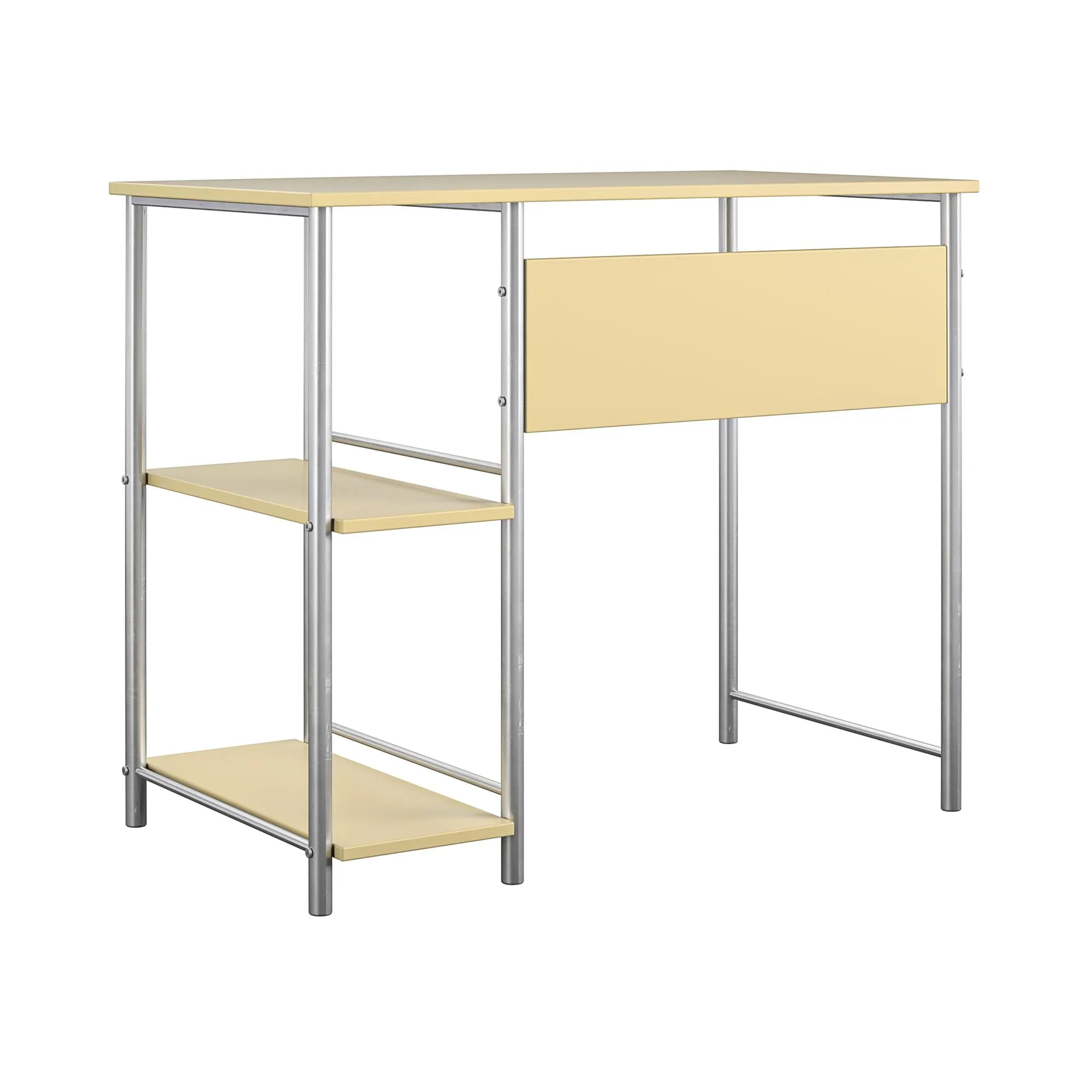 Meridian Metal Computer Desk With 2 Side Storage Shelves