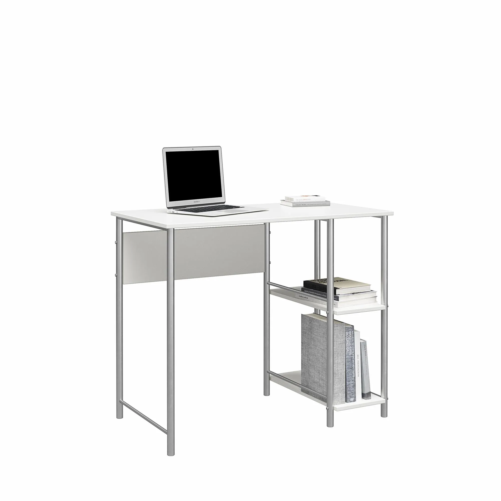 Meridian Metal Computer Desk With 2 Side Storage Shelves