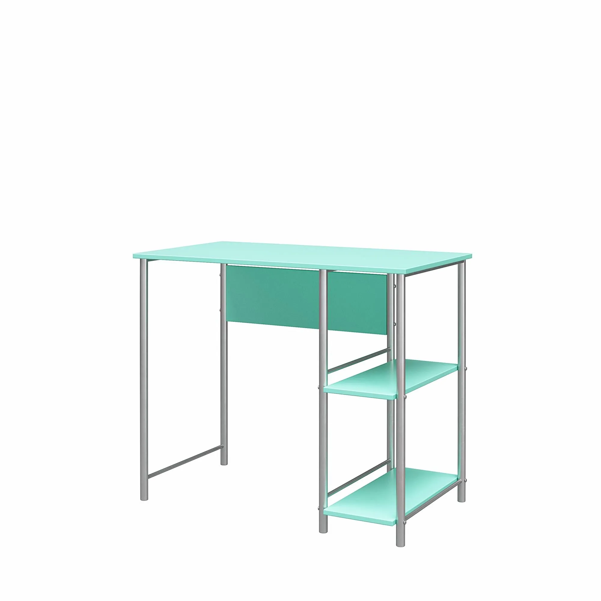 Meridian Metal Computer Desk With 2 Side Storage Shelves
