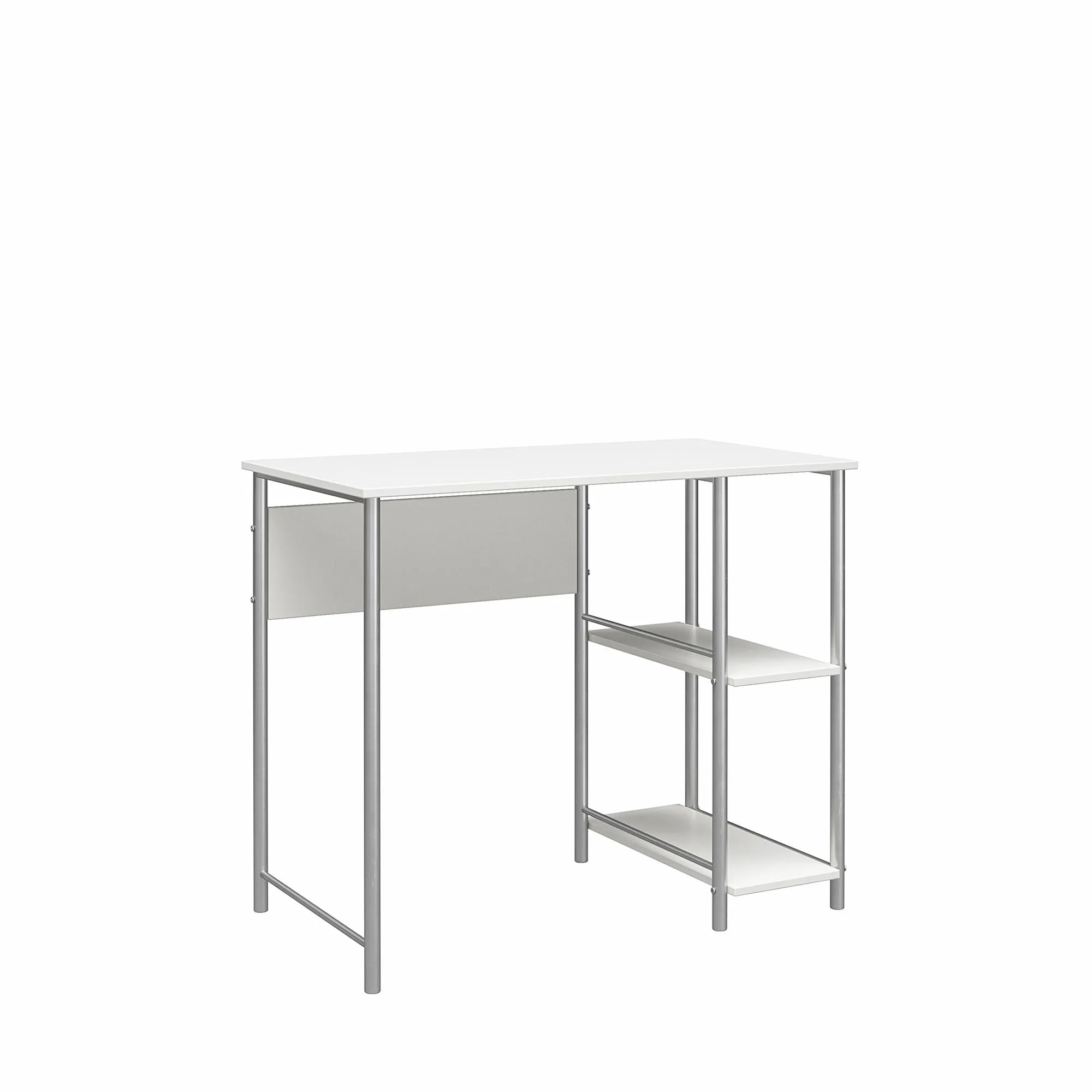 Meridian Metal Computer Desk With 2 Side Storage Shelves