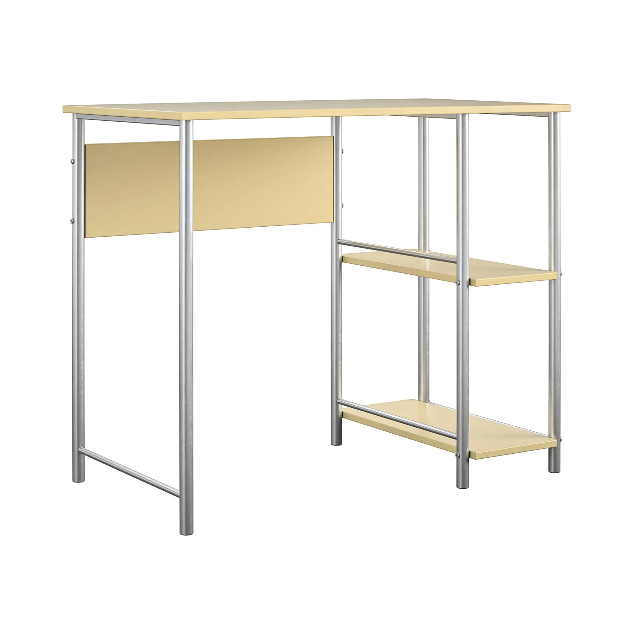 Meridian Metal Computer Desk With 2 Side Storage Shelves