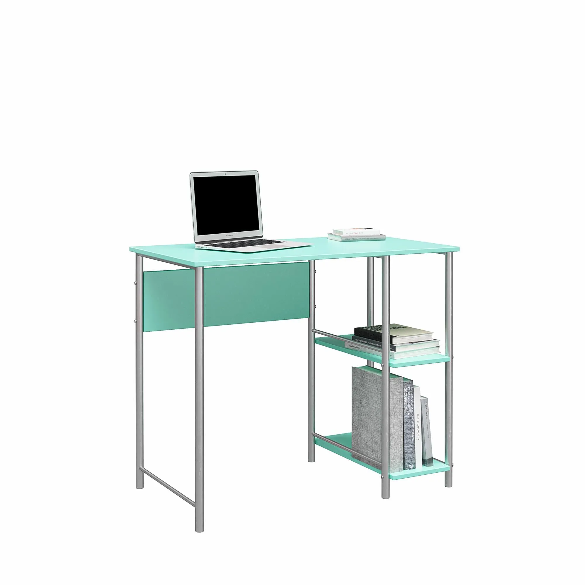 Meridian Metal Computer Desk With 2 Side Storage Shelves