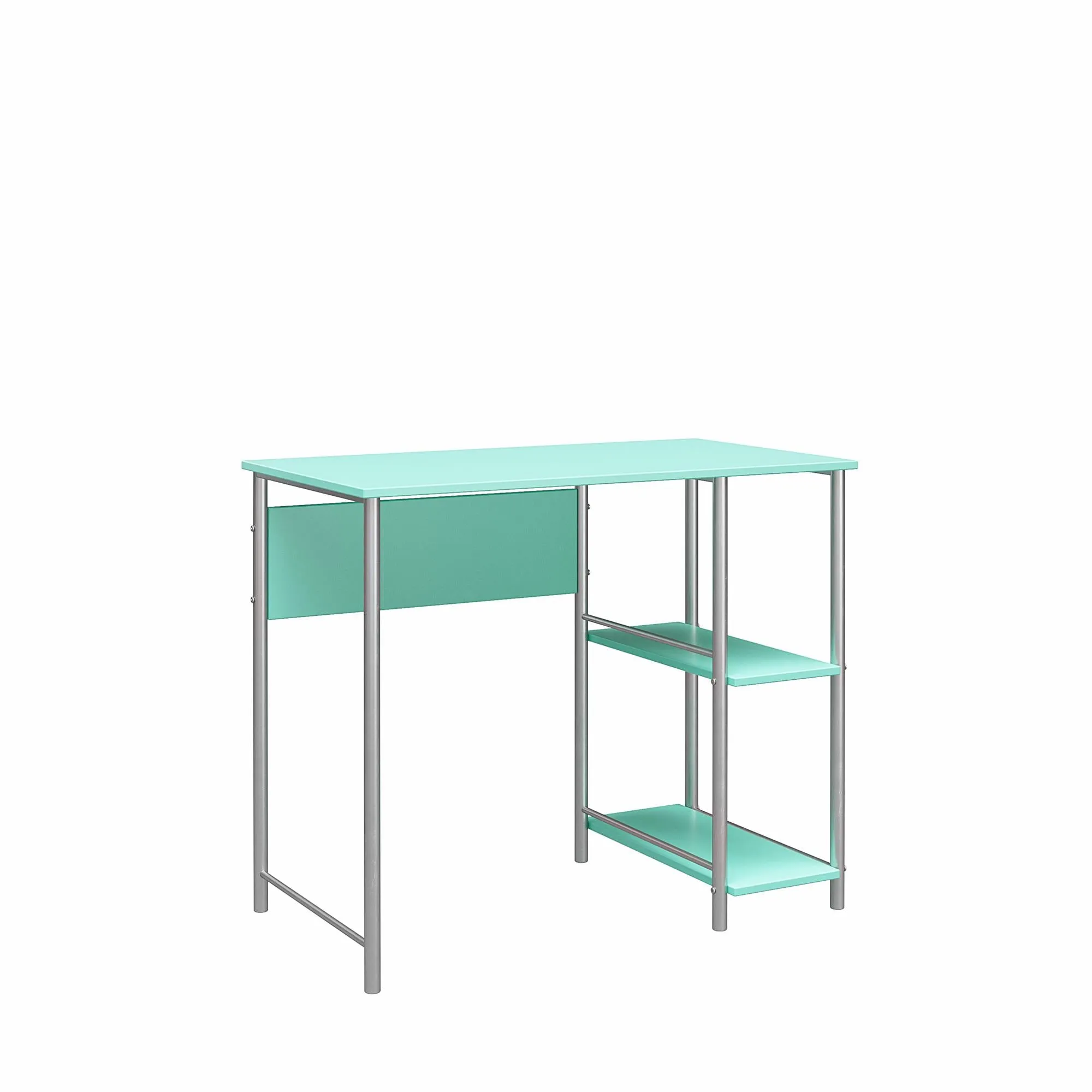 Meridian Metal Computer Desk With 2 Side Storage Shelves
